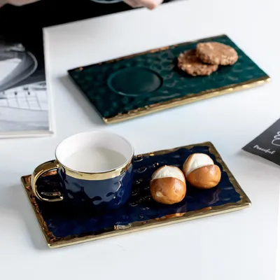 Elegant Sophisticated Aesthetic Nordic Style Luxury Ceramic Coffee Mug With Plate