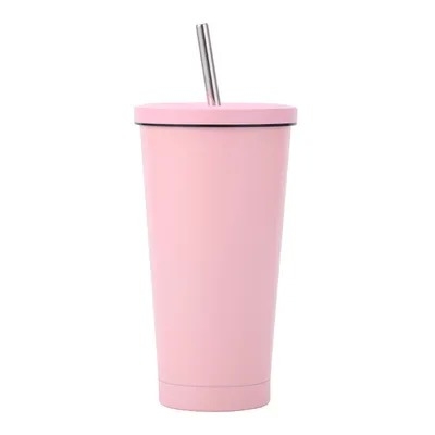Insulated Tumbler With Lid And Straw , Stainless Steel Vacuum Insulated Tumbler Eeps Cold For 24 Hours , 100% Leak Proof Fits In Car Cup Holder