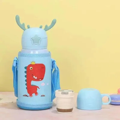 Stainless Steel 17 Oz Unicorn Cups For Kids Cute Insulated Water Bottle With Straw Strap Leak-Proof Flask For Boys And Girls