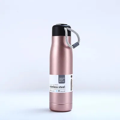 Eco Friendly Stainless Steel Water Bottle with Strap Lid Triple Layered Vacuum Insulated and Reusable for Direct Drinking