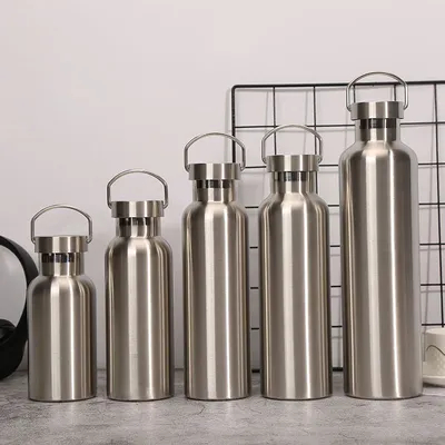 Gradient Stainless Steel Water Bottles 20 Ounce Vacuum Insulated Double Wall Travel Bottle With Leak Proof Lid Of Handle Metal Reusable Standard Mouth Flask Thermoses For School Hikers Gift