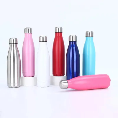 17oz Stainless Steel Water Bottles Vacuum Insulated Water Bottles Double Walled Powder Coated Reusable Metal Sports Water Bottles Keep Drinks Hot And Cold Sky Light Blue