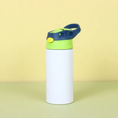 12oz Sublimation Blanks Sippy Cup Sublimation Tumblers For Kids Stainless Steel Insulated Toddler Water Bottle With Leak-Proof Straw Lid And Handle