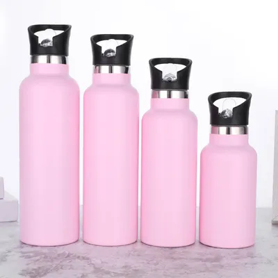 Portable Sports Water Bottle 600ml Double Layer Insulated Stainless Steel Cup Black For Fitness Outdoor Activities