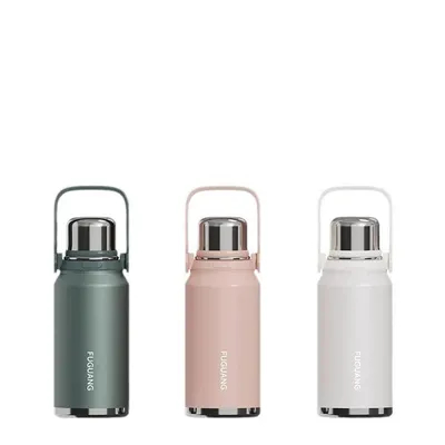 Portable Large Capacity Double Wall Stainless Steel Water Bottle With Handle Insulated Vacuum Sports Water Bottle Pot 900/1200/1500ML