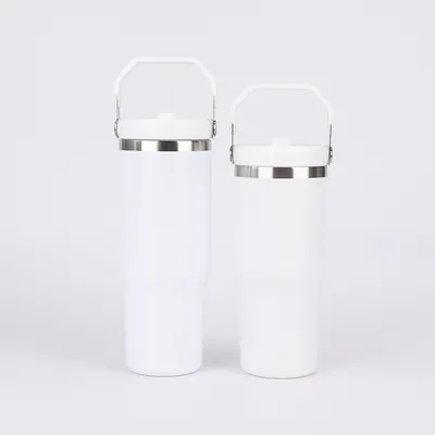 20 Oz Tumbler With Handle, Insulated Tumbler With Lid And Flip Straw Leak Proof Double Wall Stainless Steel Vacuum Travel Coffee Mug Insulated Water Bottle Thermal Cup