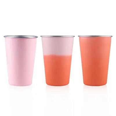Leak Proof Single Wall Stainless Steel Cup Color Changing Insulated Iced Coffee Tumbler With Straw Easy To Store For Family Dinner Or Outdoor Activities