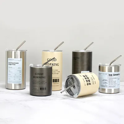 Hot Sale Camping Oem Aesthetic Travel Coffee Mug Stainless Steel Thermos Cup With Straw