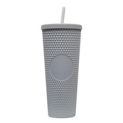 Double Wall Insulation 24oz Studded Tumbler Diamond Durian Pineapple Plastic Matte Black Studded Cup Coffee Tumbler With Lid Straw Fashionable