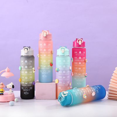 Lightweight 550/750/1000ML Gradient Color Plastic Motivational Water Bottle Set Of 4 Bpa Free Portable Plastic Water Bottle Set OEM ODM  Service Available