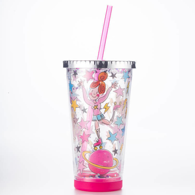 Anti-leak DIY Sticker Straw Cup Portable And Convenient Drinking Cup High Appearance  Student Plastic Cup