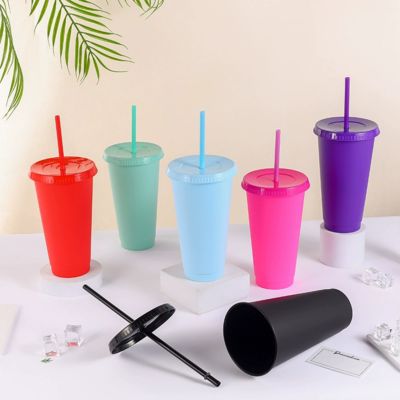 New Export Straw Cups Large-capacity Frosted Texture Drinking Cups Tea Bar And Catering Supply Portable Cups Factory Wholesale