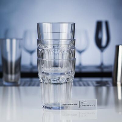 Dishwasher Safe Plastic Tumbler 15 Oz Capacity Stackable Design Suitable for Bars Events and Hospitality Industry