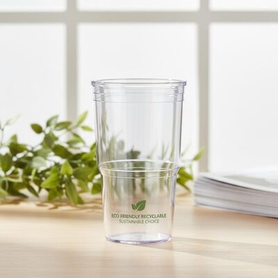 15 Oz Plastic Tumbler Cylinder Eco Friendly Recyclable Material Suitable for Sustainable Businesses